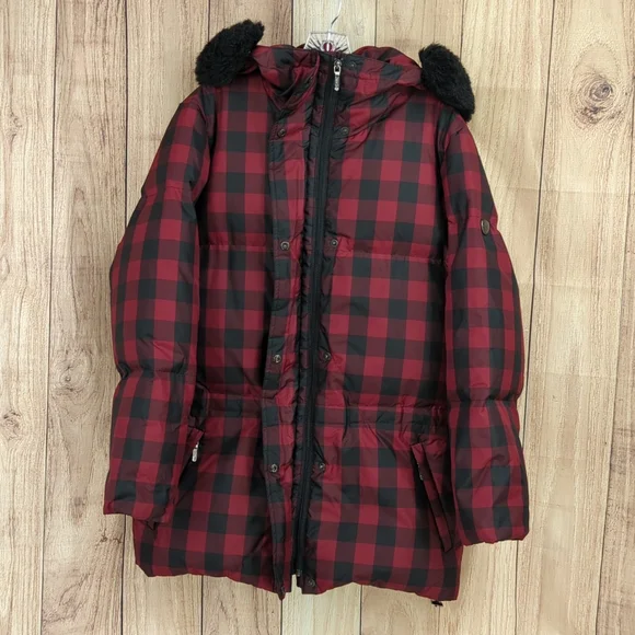Lauren Ralph Lauren Buffalo Plaid Down Jacket Drawstring Waist Hood Faux… - Picture 10 of 17
